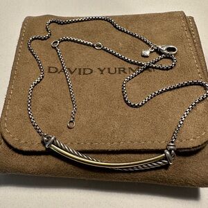 David Yurman Crossover Bar Necklace
Sterling Silver with 18K Yellow Gold